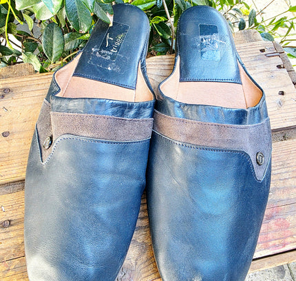 Vintage 60s / 70s Trigono Men’s Leather & Suede Mules Slippers - Yatva