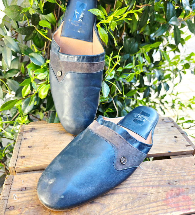 Vintage 60s / 70s Trigono Men’s Leather & Suede Mules Slippers - Yatva