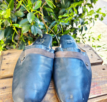 Vintage 60s / 70s Trigono Men’s Leather & Suede Mules Slippers - Yatva