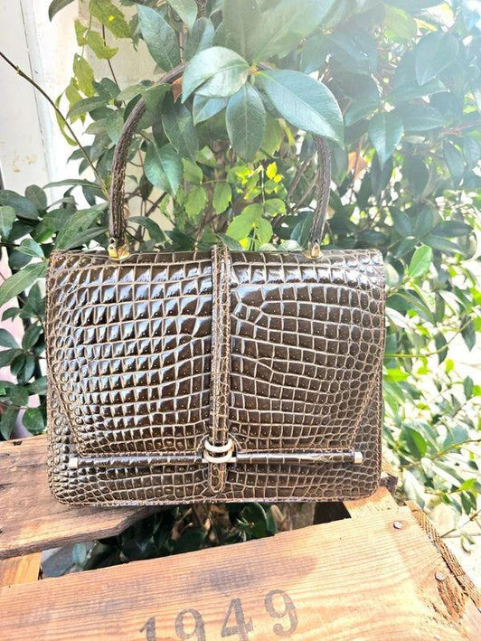Vintage 60's Alligator Leather Handbag - Yatva