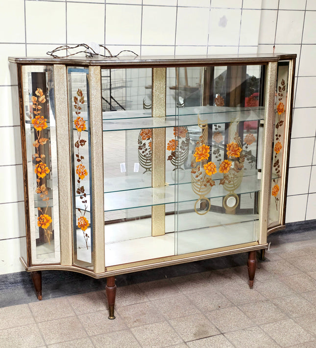 Vintage 60s Denmor Kitsch Cocktail Cabinet - Mid Century Home Bar Display Unit - Yatva