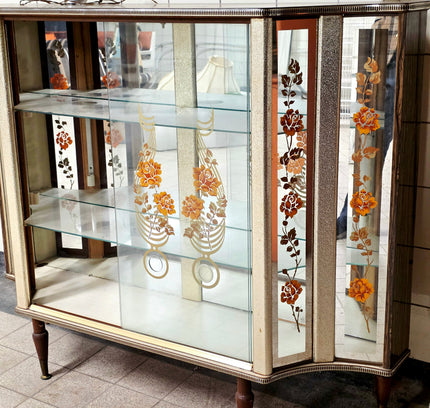 Vintage 60s Denmor Kitsch Cocktail Cabinet - Mid Century Home Bar Display Unit - Yatva