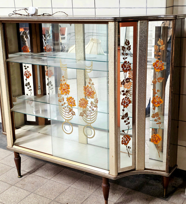 Vintage 60s Denmor Kitsch Cocktail Cabinet - Mid Century Home Bar Display Unit - Yatva