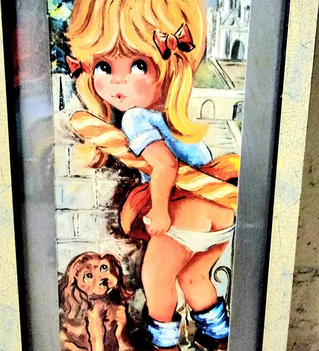 Vintage 60s Girl in Bathroom Art Picture - Yatva