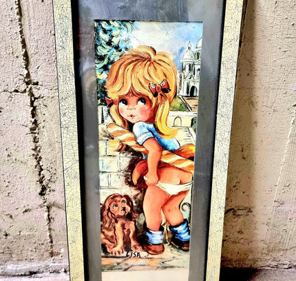 Vintage 60s Girl in Bathroom Art Picture - Yatva