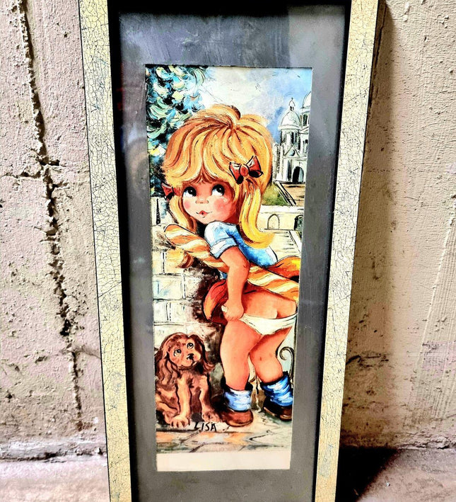 Vintage 60s Girl in Bathroom Art Picture - Yatva