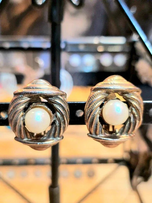 Vintage 60's Pearl Clip - On Earrings - Yatva