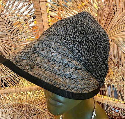 Vintage 60's Straw Visor Hat - Yatva