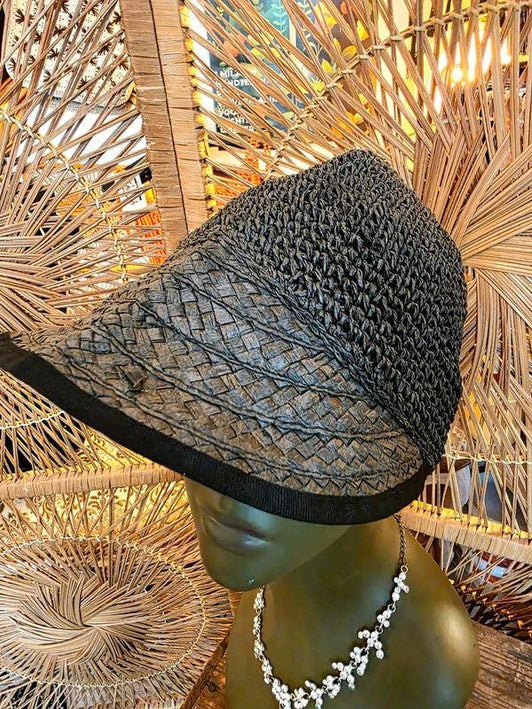 Vintage 60's Straw Visor Hat - Yatva