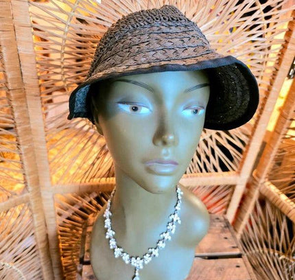 Vintage 60's Straw Visor Hat - Yatva