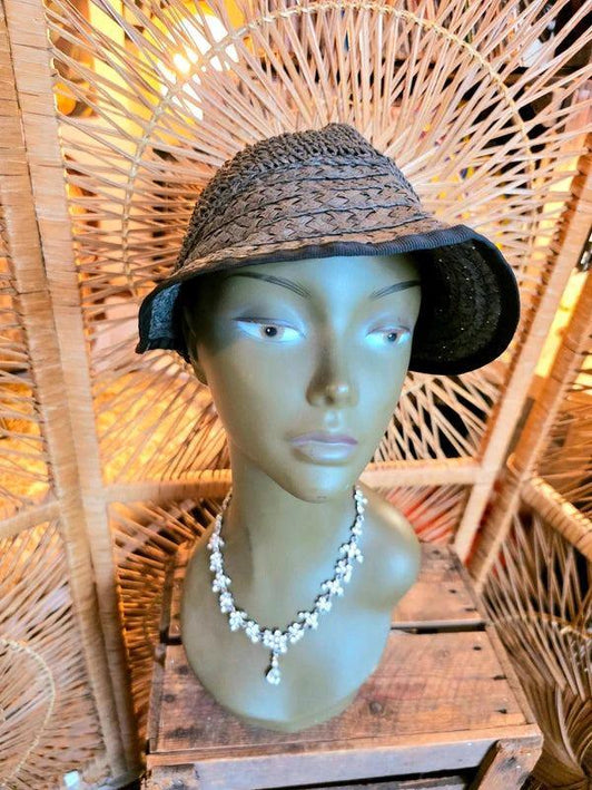 Vintage 60's Straw Visor Hat - Yatva