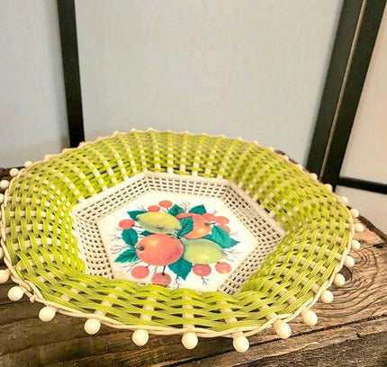 Vintage 60s Woven Fruit Basket - Yatva