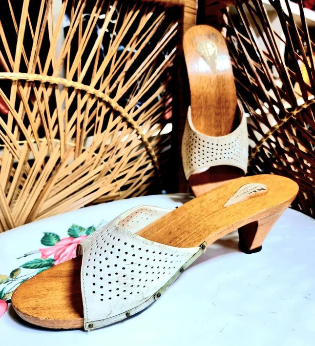 Vintage 70s / 80s Clog Mules Shoes - Yatva