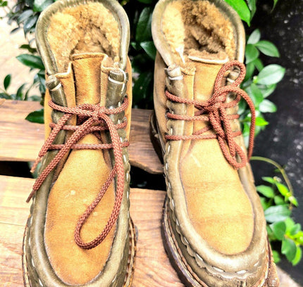 Vintage 70's / 80's Detroit Shearling Ankle Boots - Yatva
