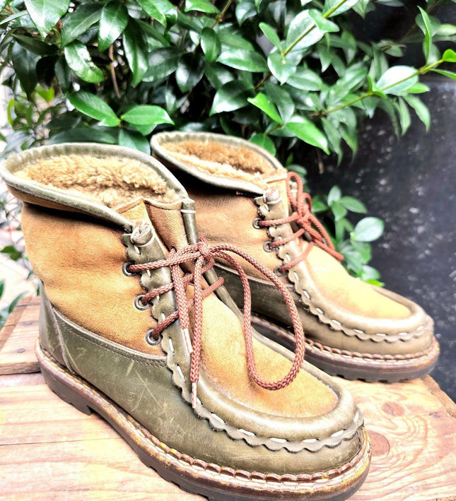 Vintage 70's / 80's Detroit Shearling Ankle Boots - Yatva