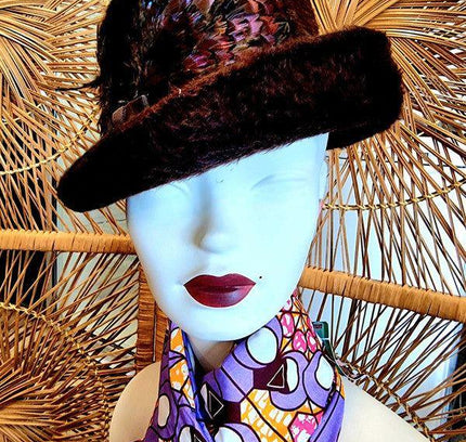 Vintage 70s / 80s Feather Hat - Yatva
