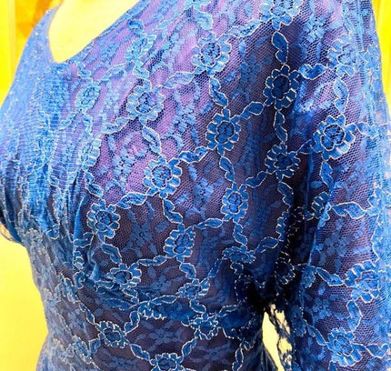 Vintage 70´s / 80´s Lace Flared Sleeves Dress. - Yatva