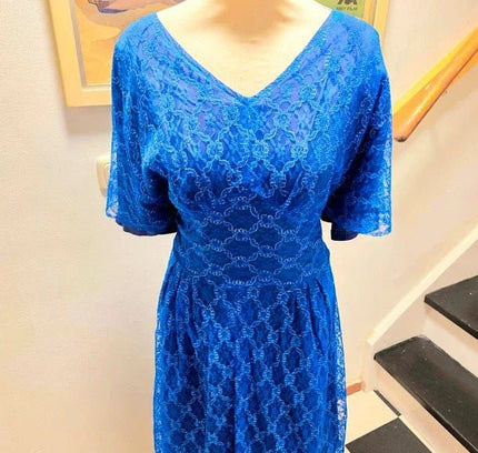 Vintage 70´s / 80´s Lace Flared Sleeves Dress. - Yatva