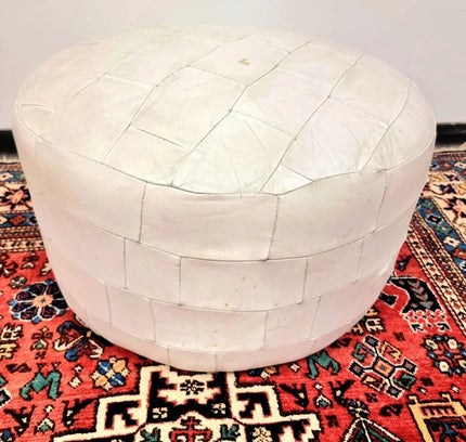 Vintage 70's /80s Leather Patchwork Pouf - Yatva