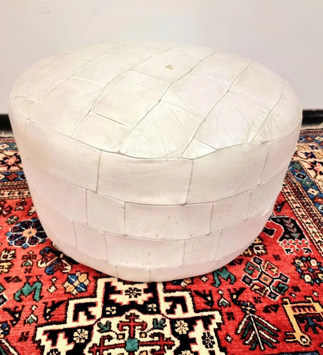 Vintage 70's /80s Leather Patchwork Pouf - Yatva