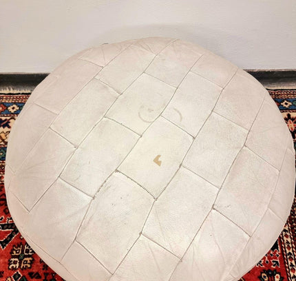 Vintage 70's /80s Leather Patchwork Pouf - Yatva