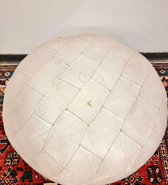 Vintage 70's /80s Leather Patchwork Pouf - Yatva