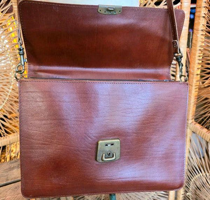 Vintage 70s /80s Satchel Leather Briefcase Shoulder Bag - Yatva