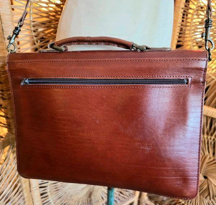 Vintage 70s /80s Satchel Leather Briefcase Shoulder Bag - Yatva