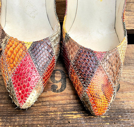 Vintage 70´s / 80´s Snakeskin Saint Tropez Leather Heel Shoes - Yatva