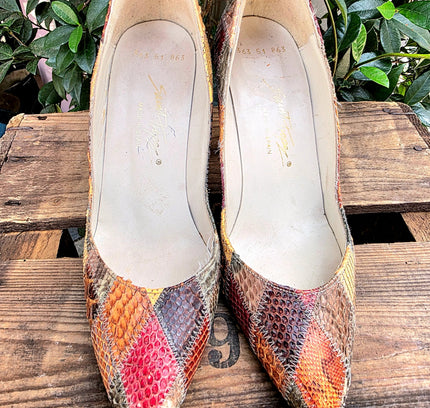 Vintage 70´s / 80´s Snakeskin Saint Tropez Leather Heel Shoes - Yatva