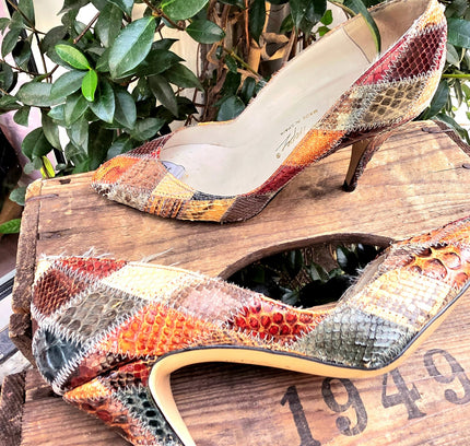 Vintage 70´s / 80´s Snakeskin Saint Tropez Leather Heel Shoes - Yatva