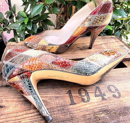 Vintage 70´s / 80´s Snakeskin Saint Tropez Leather Heel Shoes - Yatva