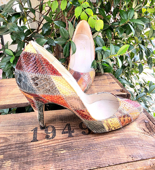 Vintage 70´s / 80´s Snakeskin Saint Tropez Leather Heel Shoes - Yatva