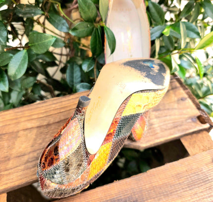 Vintage 70´s / 80´s Snakeskin Saint Tropez Leather Heel Shoes - Yatva