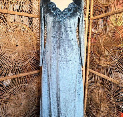 Vintage 70s /80s Vera Mont Velvet Style Maxi Dress - Yatva