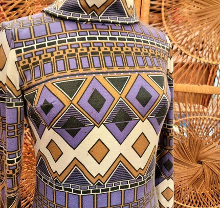 Vintage 70's Art Deco Style Maxi Dress - Yatva