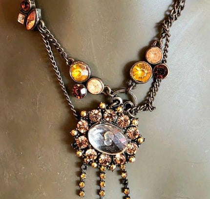 Vintage 70's Chain Rhinestone Necklace - Yatva