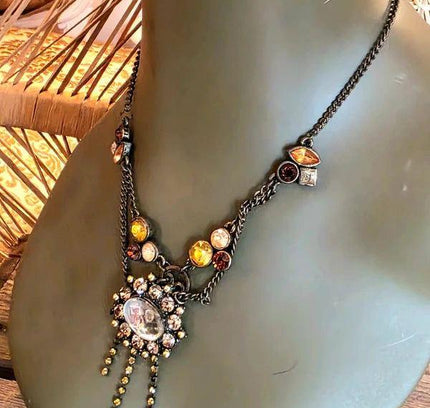 Vintage 70's Chain Rhinestone Necklace - Yatva
