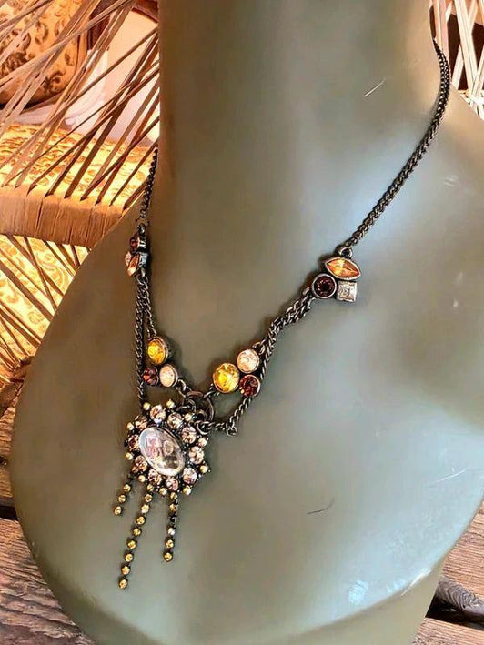 Vintage 70's Chain Rhinestone Necklace - Yatva
