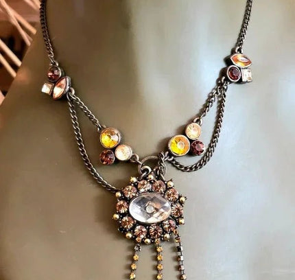 Vintage 70's Chain Rhinestone Necklace - Yatva