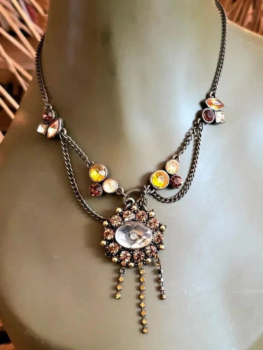 Vintage 70's Chain Rhinestone Necklace - Yatva