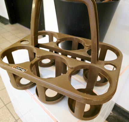 Vintage 70s Curver 6 - Bottle Carrier – Retro Brown - Yatva