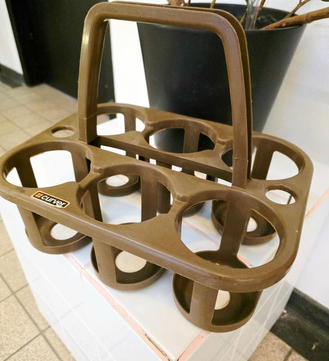 Vintage 70s Curver 6 - Bottle Carrier – Retro Brown - Yatva