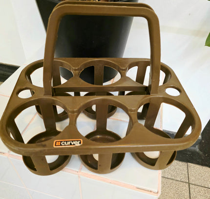 Vintage 70s Curver 6 - Bottle Carrier – Retro Brown - Yatva