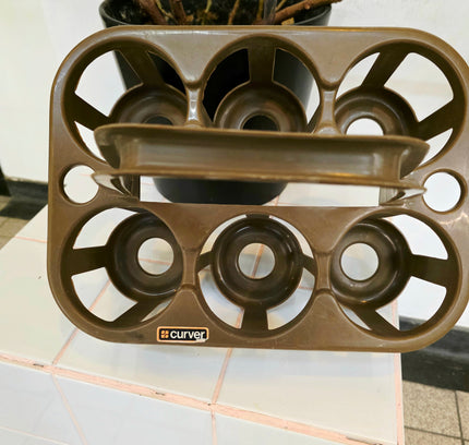 Vintage 70s Curver 6 - Bottle Carrier – Retro Brown - Yatva