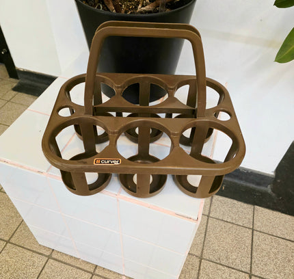 Vintage 70s Curver 6 - Bottle Carrier – Retro Brown - Yatva