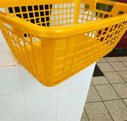 Vintage 70s Curver Yellow Grid Storage Basket (c. 1970s) - Yatva