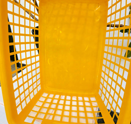 Vintage 70s Curver Yellow Grid Storage Basket (c. 1970s) - Yatva