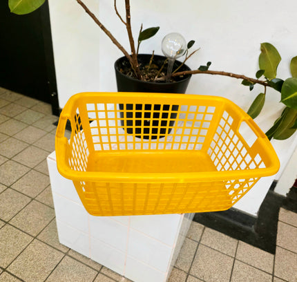 Vintage 70s Curver Yellow Grid Storage Basket (c. 1970s) - Yatva