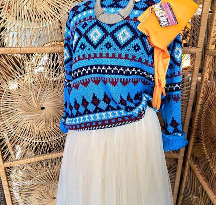 Vintage 70's Fair Isle Knit Sweater - Yatva